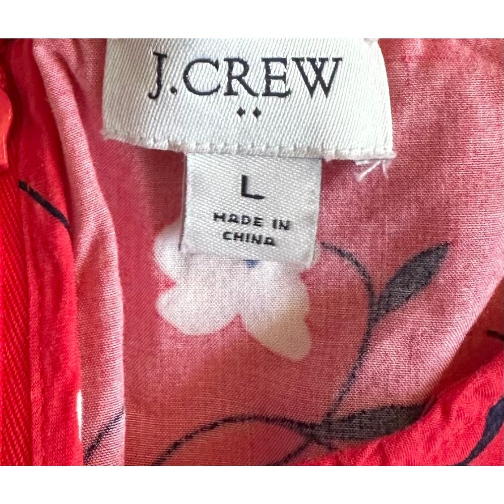J. Crew Floral Puff-Sleeve Tiered Midi Dress Red BF865 Size L - Picture 12 of 14